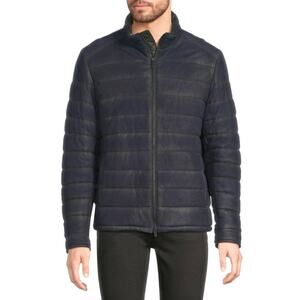 $4,500 NWT Tod's Blue Structured Silhouette Stand Collar Leather Puffer Jacket S